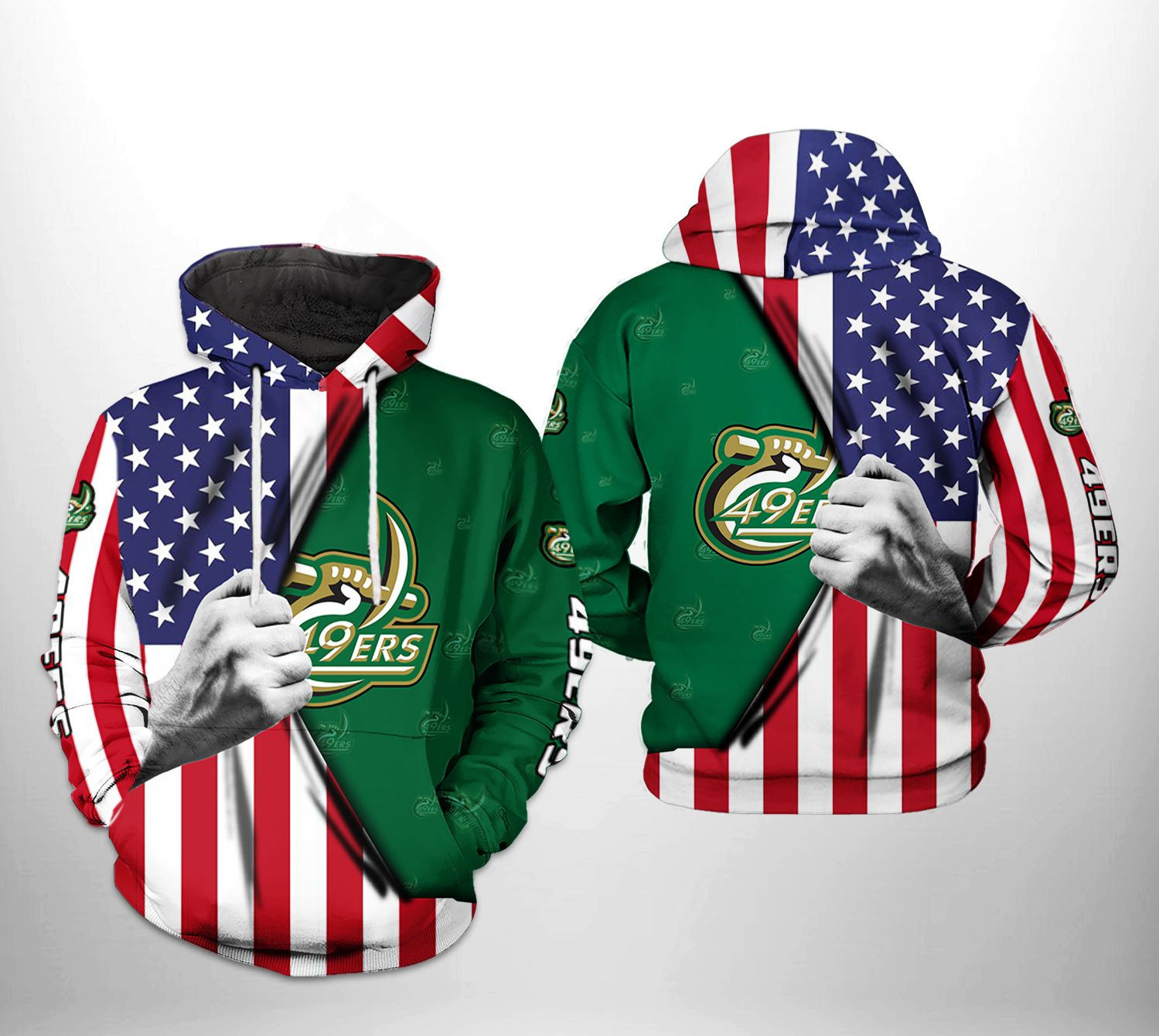 Charlotte 49ers US FLag 3D All Over Print Hoodie & Zip Hoodie