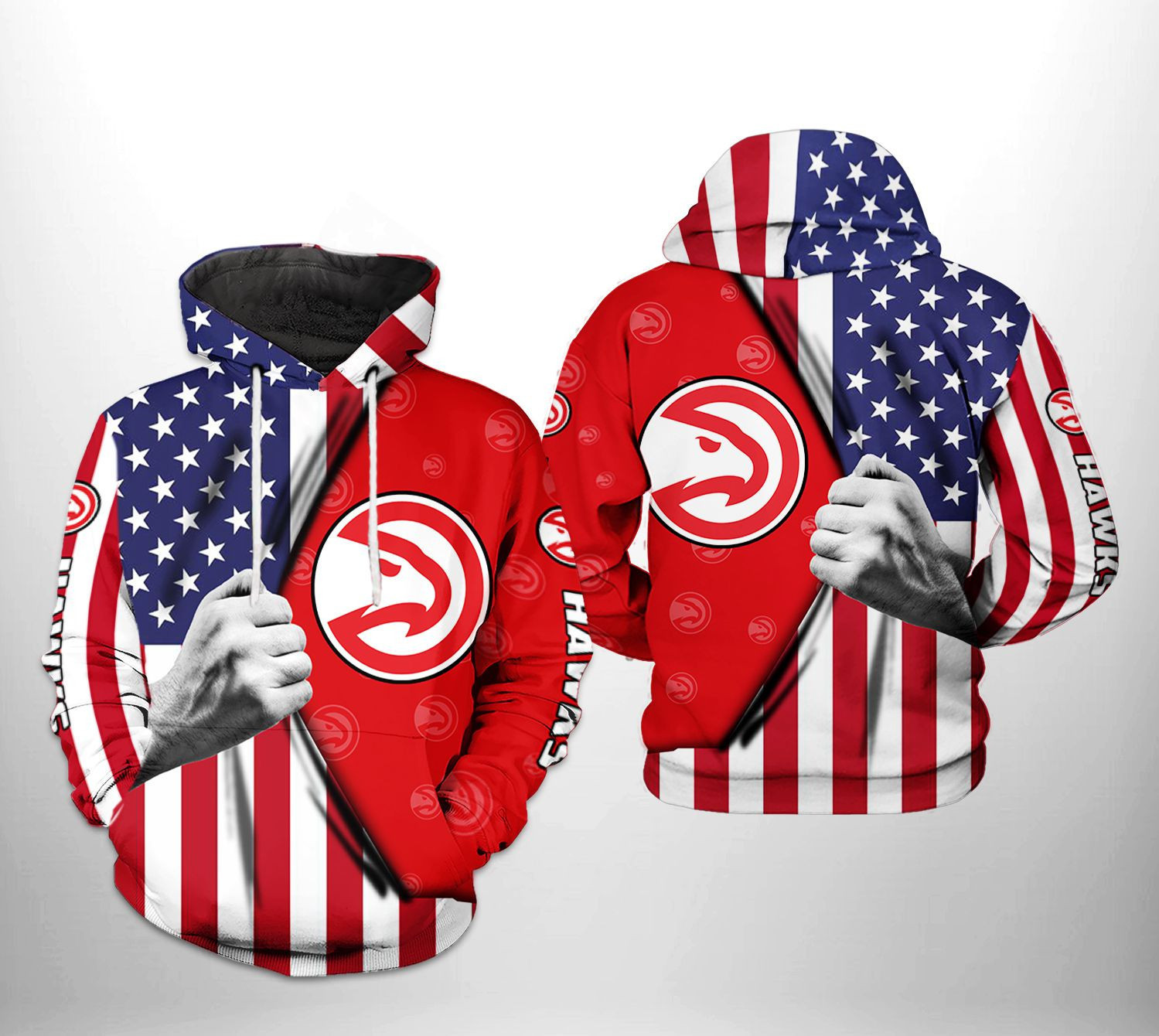 Atlanta Hawks US Flag Team 3D All Over Print Hoodie & Zip Hoodie