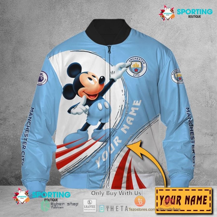 Manchester City Custom Name Mickey Mouse Bomber Jacket