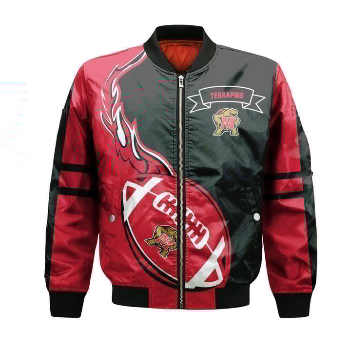 Maryland Terrapins Red Ball Black Bomber Jacket