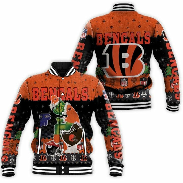 Cincinnati Bengals The Grinch Christmas Baseball Jacket