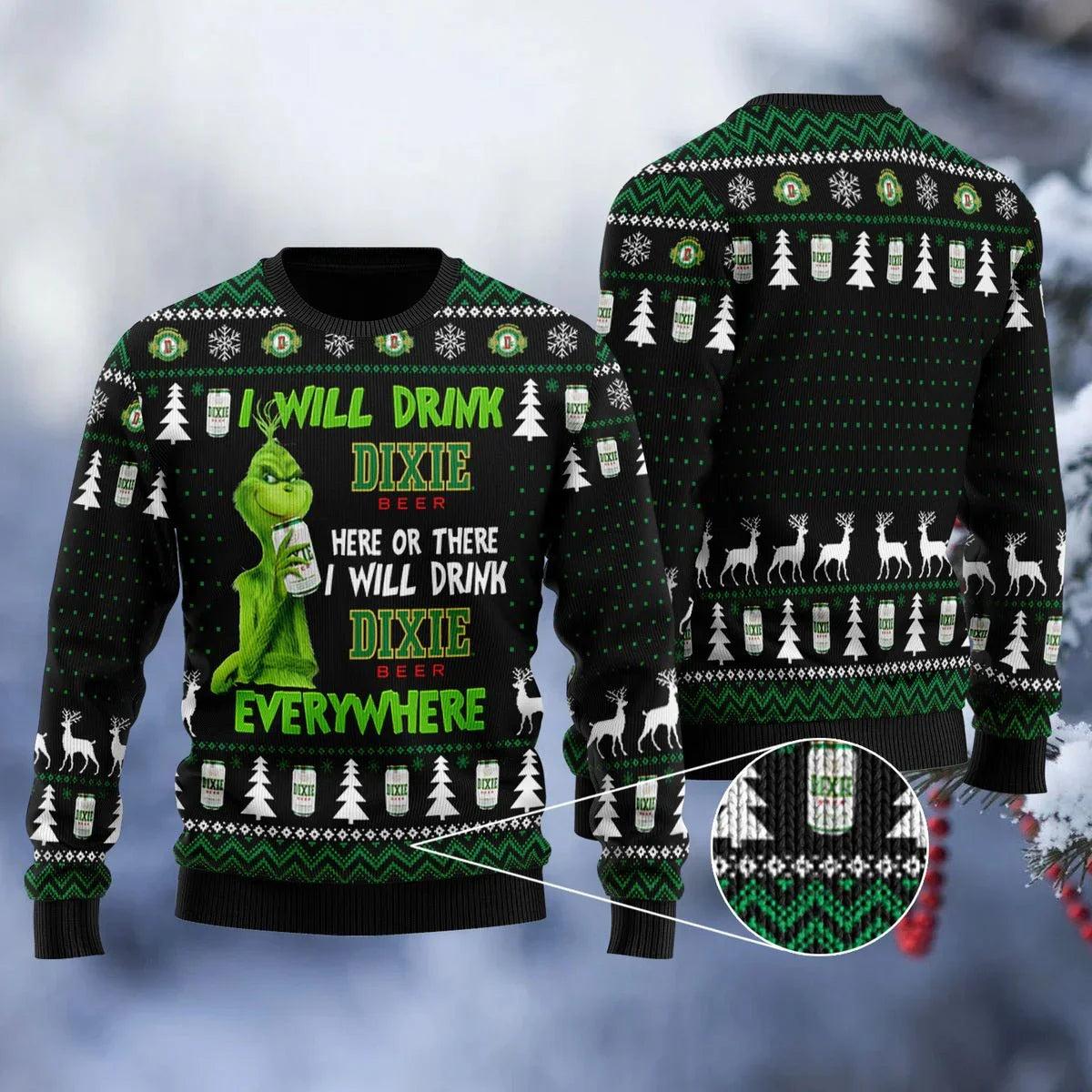 Dixie Grinch Will Drink Everywhere Ugly Christmas Sweater