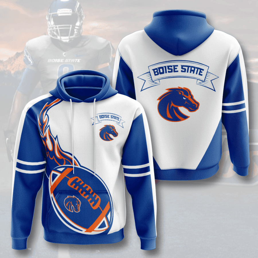 Boise State Broncos White Blue 3D All Over Print Hoodie & Zip Hoodie
