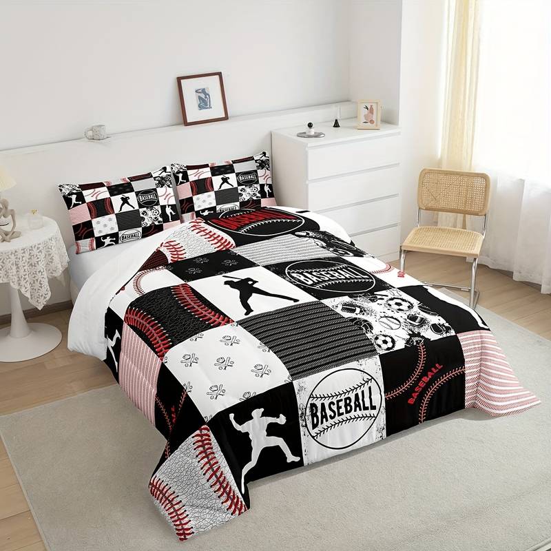 Baseball Bedding Set Baseball Player Poses Pattern Duvet Covers