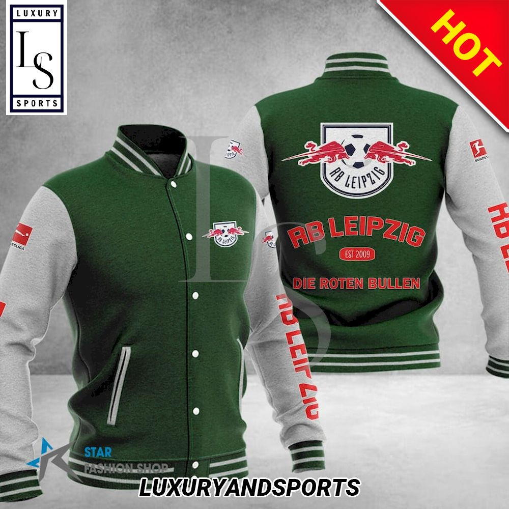 RB Leipzig Green White Baseball Jacket
