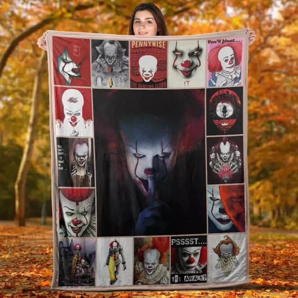 Pennywise Horror Fleece Sherpa Blanket