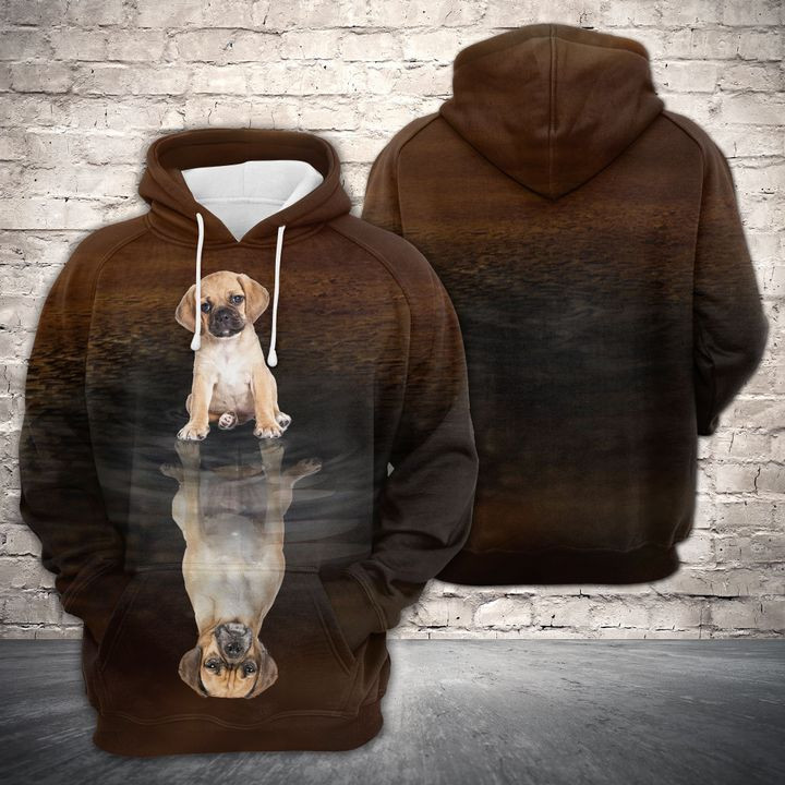 Cute Puggle Reflection Dog 3D All Over Print Hoodie & Zip Hoodie