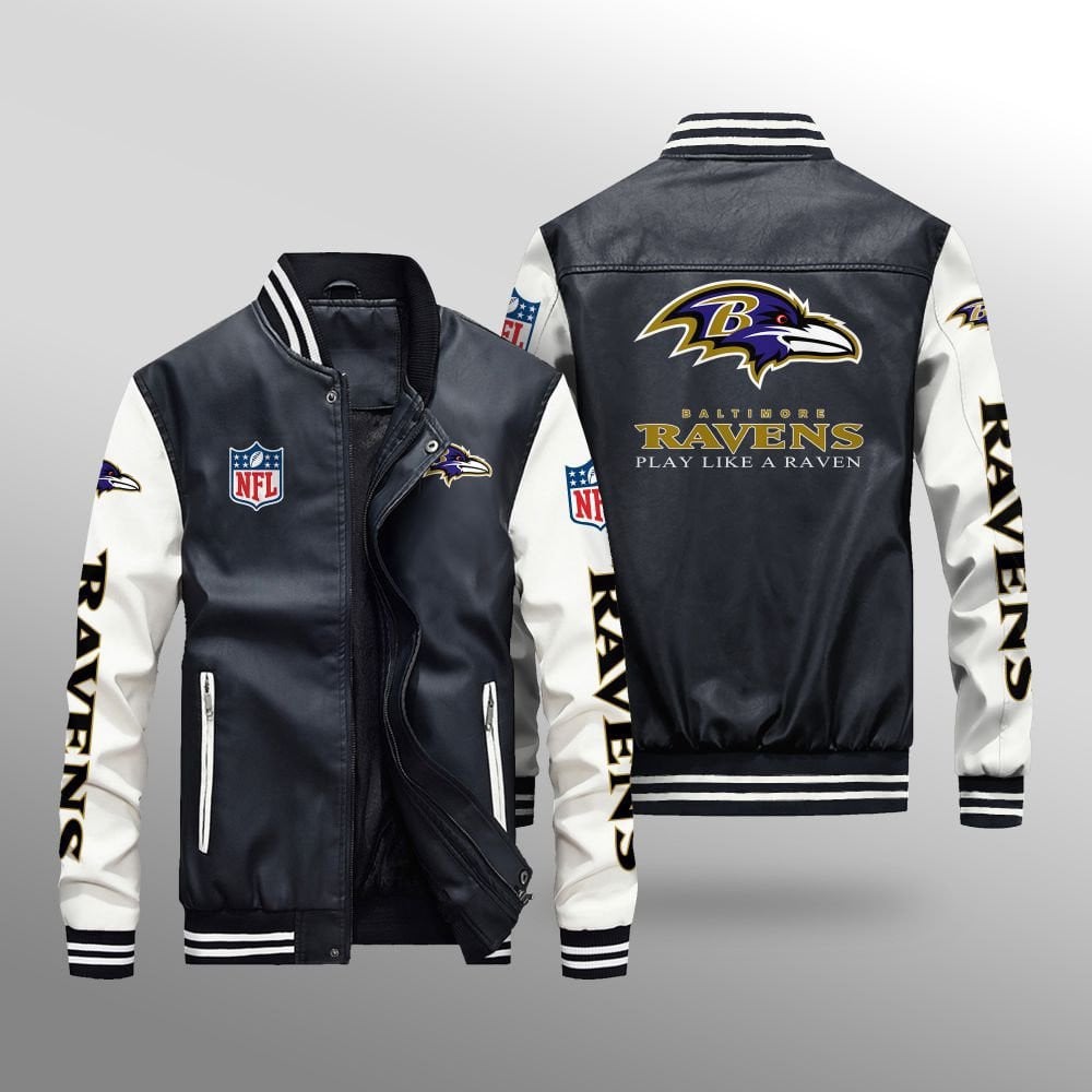 Baltimore Ravens Leather Bomber Jacket BG10