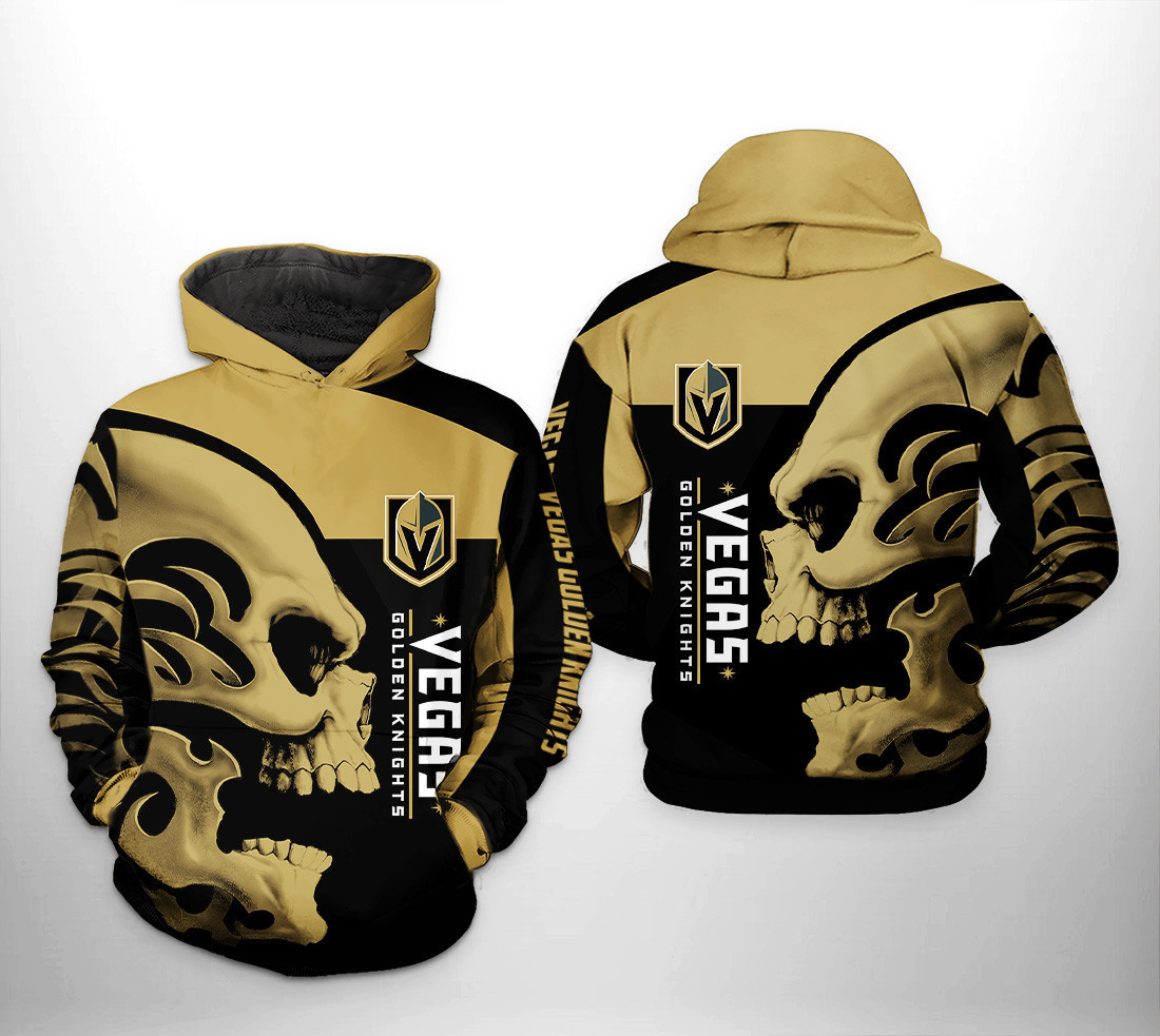 Vegas Golden Knights Skull 3D All Over Print Hoodie & Zip Hoodie