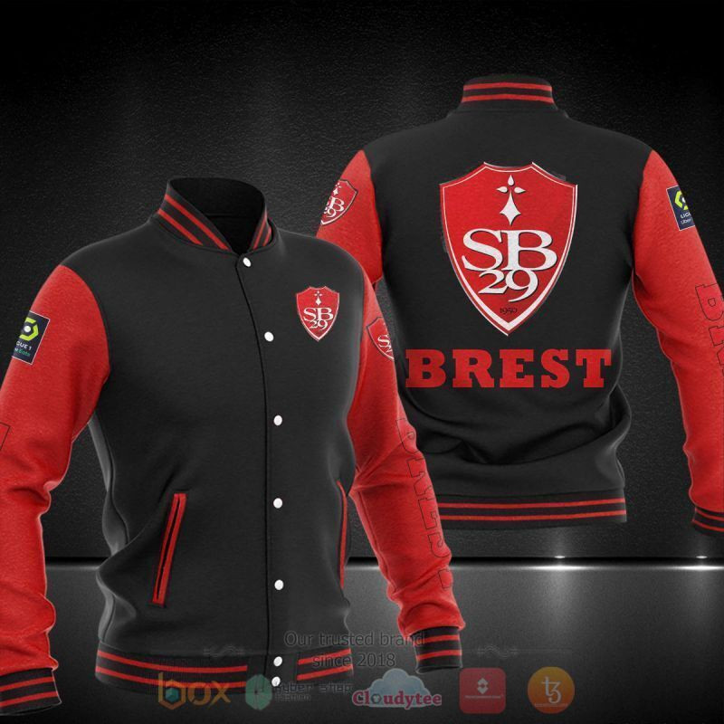 Stade Brestois 29 Black Red Baseball Jacket