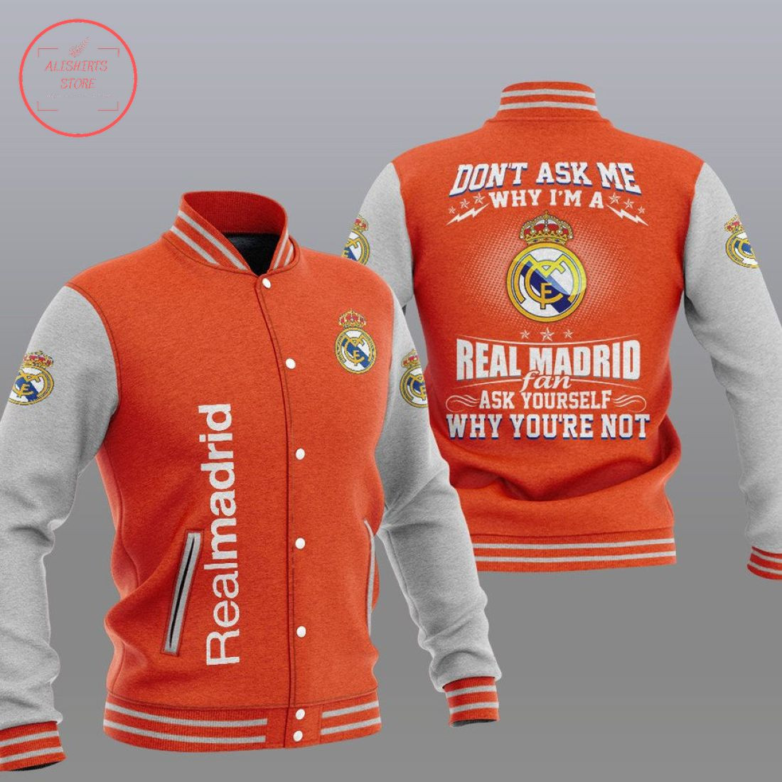 Real Madrid Orange Dont Ask Me Baseball Jacket