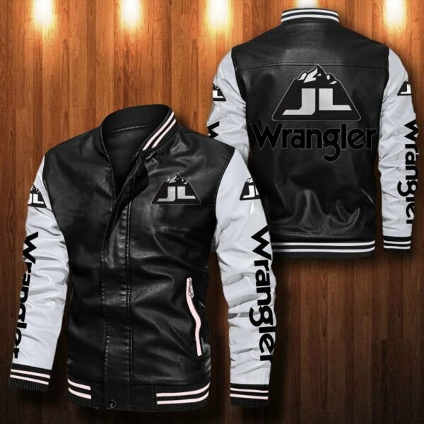 Wrangler Logo Leather Bomber Jacket 54