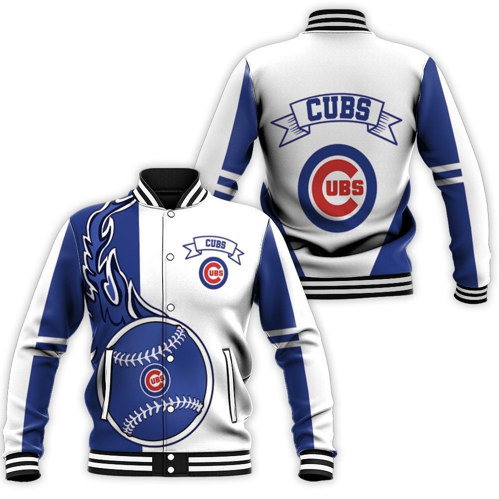 Chicago Cubs White Blue Baseball Jacket