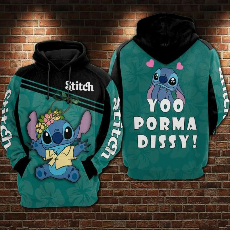 Stitch Cartoon Lilo And Stitch Yoo Porma Dissy Over Print 3d Hoodie Zip Hoodie