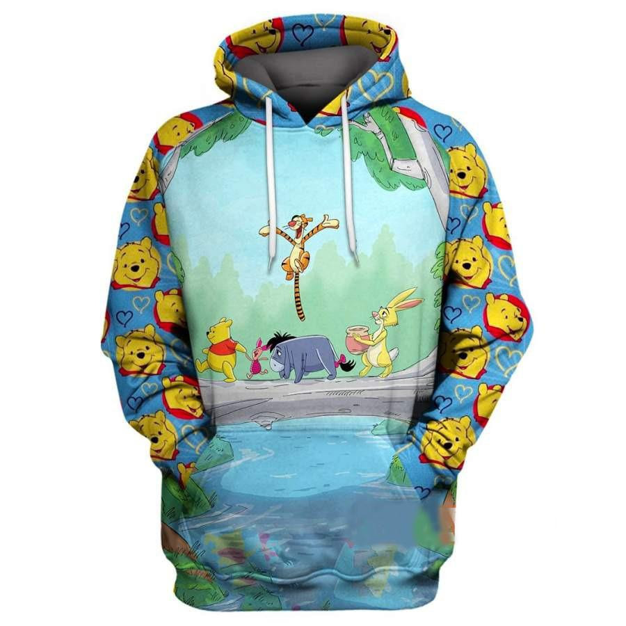 Winnie-the-pooh Fan Gift, Winnie-the-pooh Emoji Face And Friends Tigger Eeyore Piglet All Over Print Hoodie