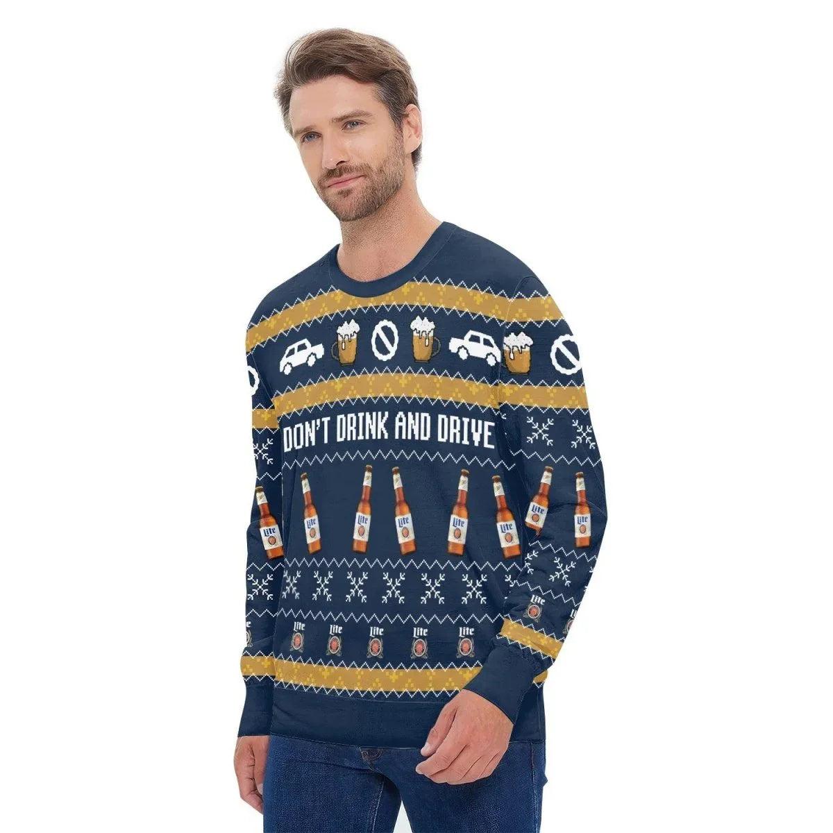 Miller Lite Don't Drink And Drive Ugly Christmas Sweater