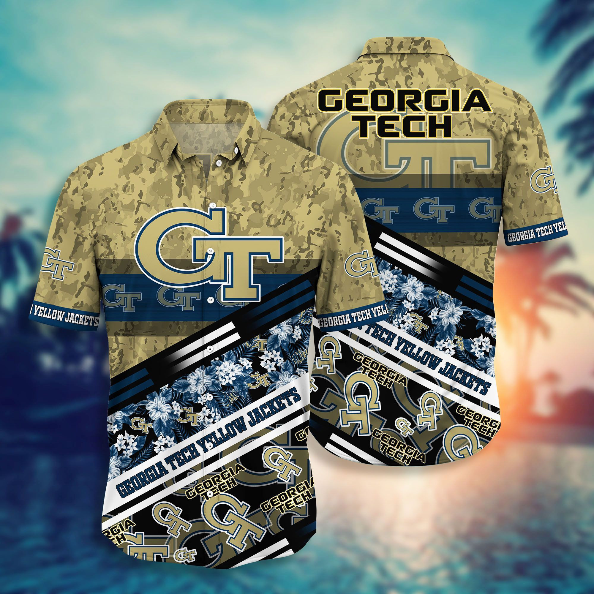 Georgia Tech Yellow Jackets 3-hawaii Shirt Short Style Hot Trending Summer-hawaiian Nh3hst
