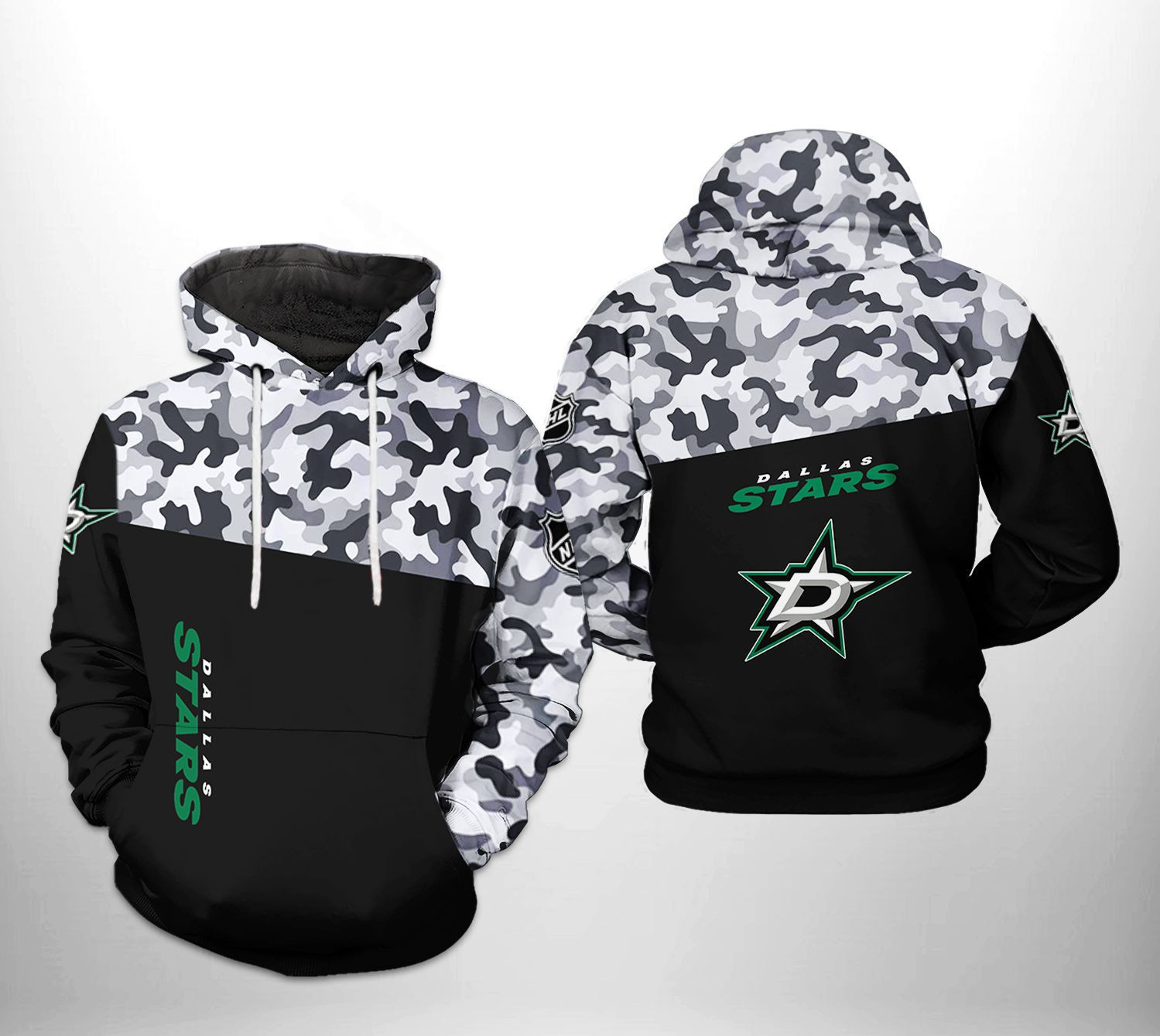 Dallas Stars Camo Veteran 3D All Over Print Hoodie & Zip Hoodie