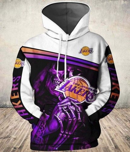 Nba Los Angeles Lakers Skull Zip 3D All Over Print Hoodie & Zip Hoodie