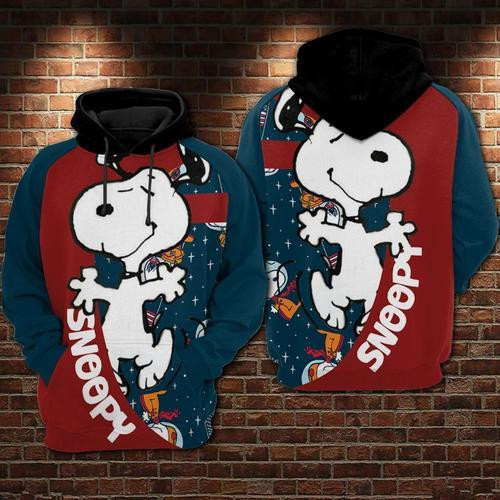 Snoopy Hoodie Red Mixed Green