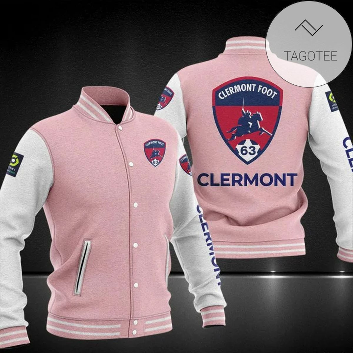 Clermont Foot 63 Pink White Baseball Jacket