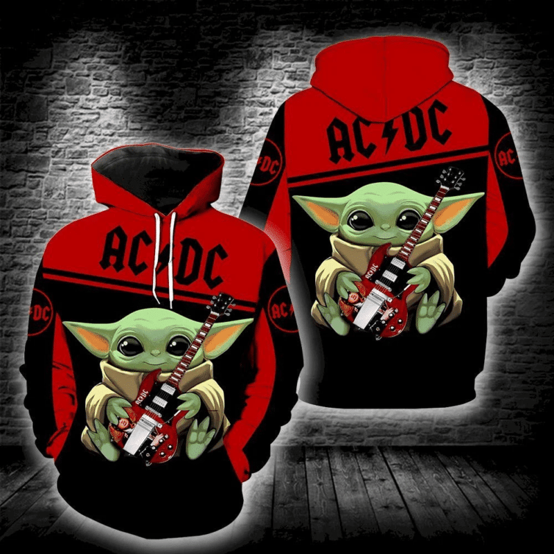Ac Dc Baby Yoda New Full All Over Print 3d Hoodie