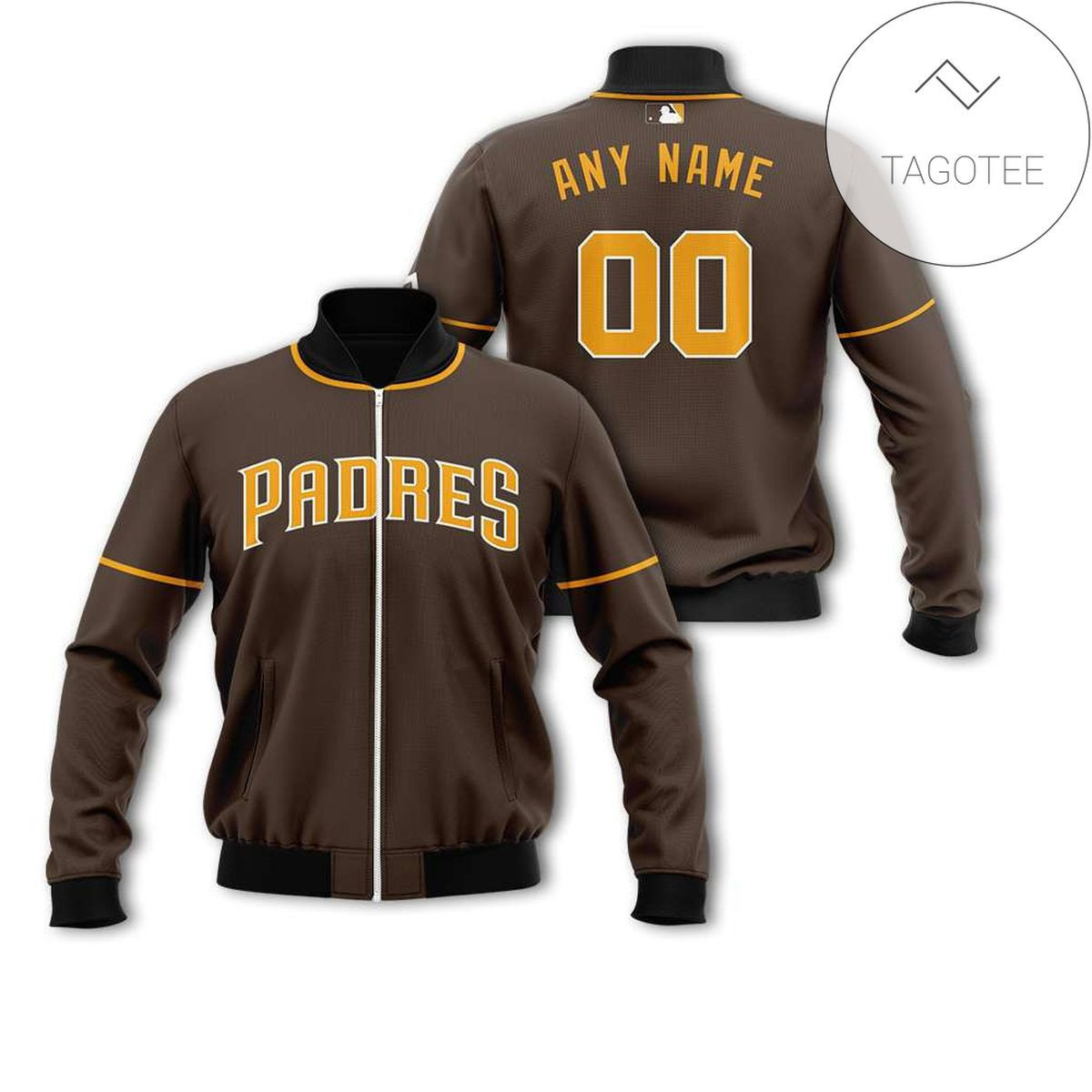 San Diego Padres Custom Name Number Brown Baseball Jacket