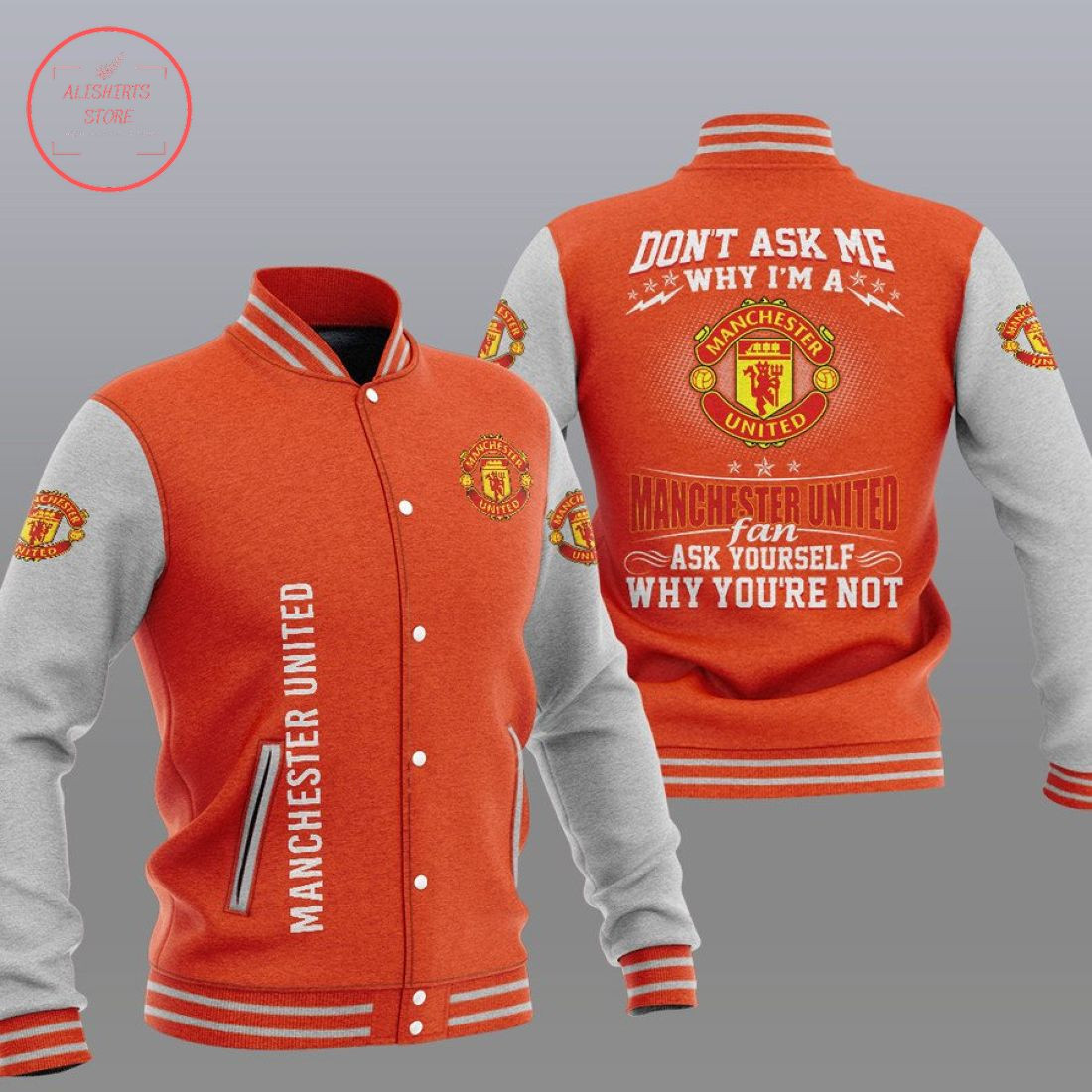 Manchester United Orange Don't Ask Me Baseball Jacket