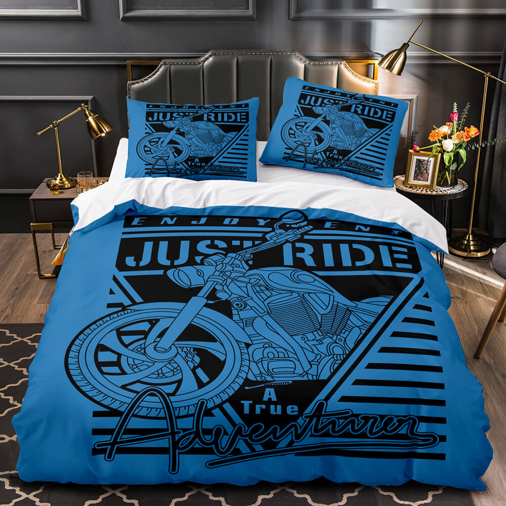 Motorcycle Bedding Set Enjoyment Just Ride A True Adventure Duvet Covers