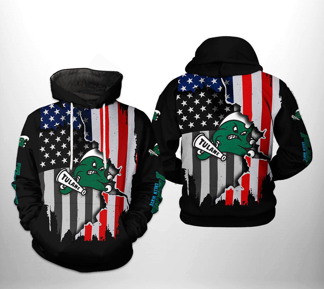 Tulane Green Wave US Flag 3D All Over Print Hoodie & Zip Hoodie