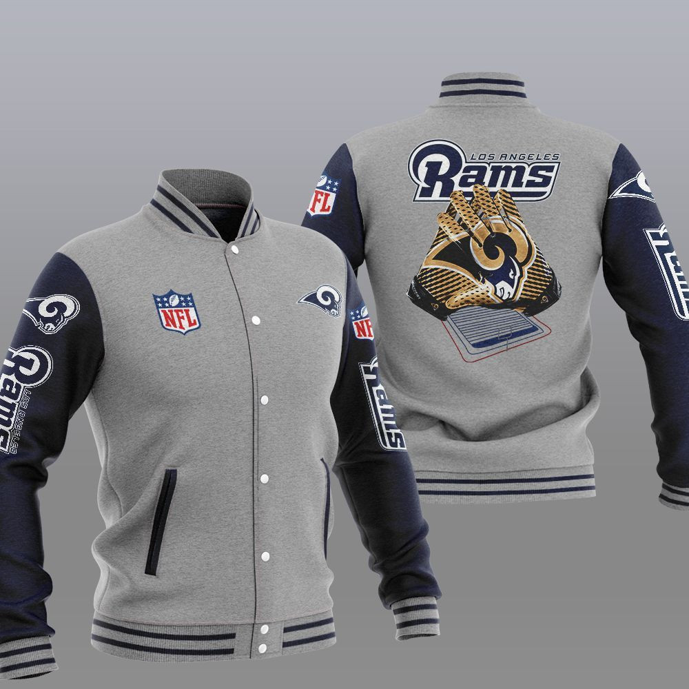 Los Angeles Rams Standard Edition Grey Baseball Jacket