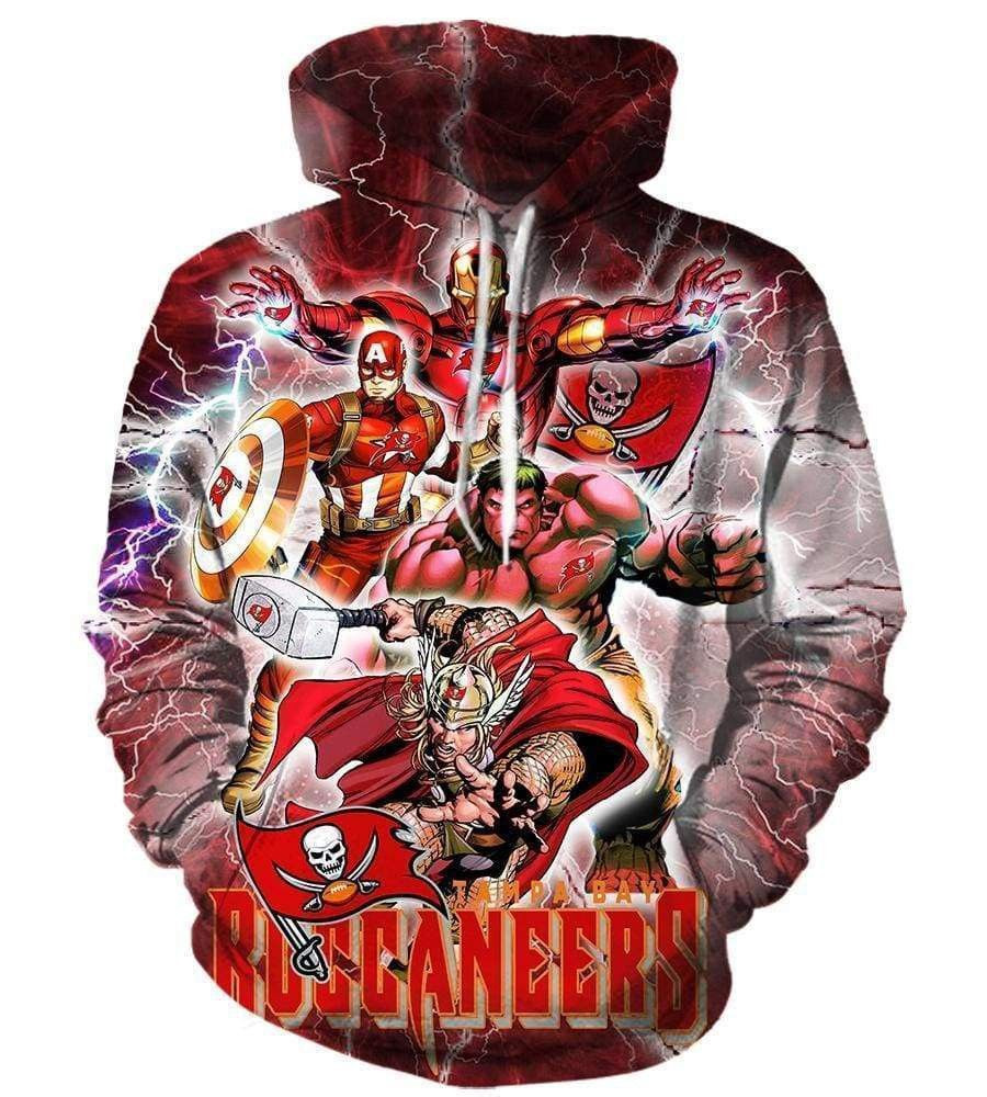 The Avengers Tampa Bay Buccaneers Red 3D All Over Print Hoodie & Zip Hoodie