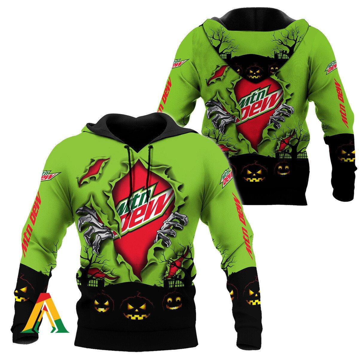 Scary Night Halloween Mountain Dew Hoodie & Zip Hoodie