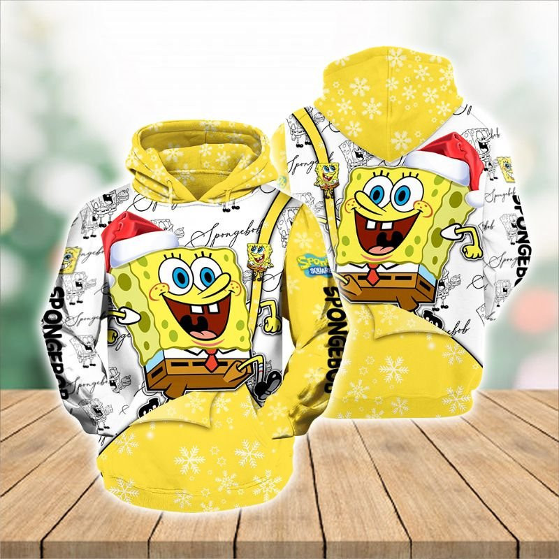 Cartoon Character Fallmas Spongebob Squarepants Hoodie All Over Printed 3d