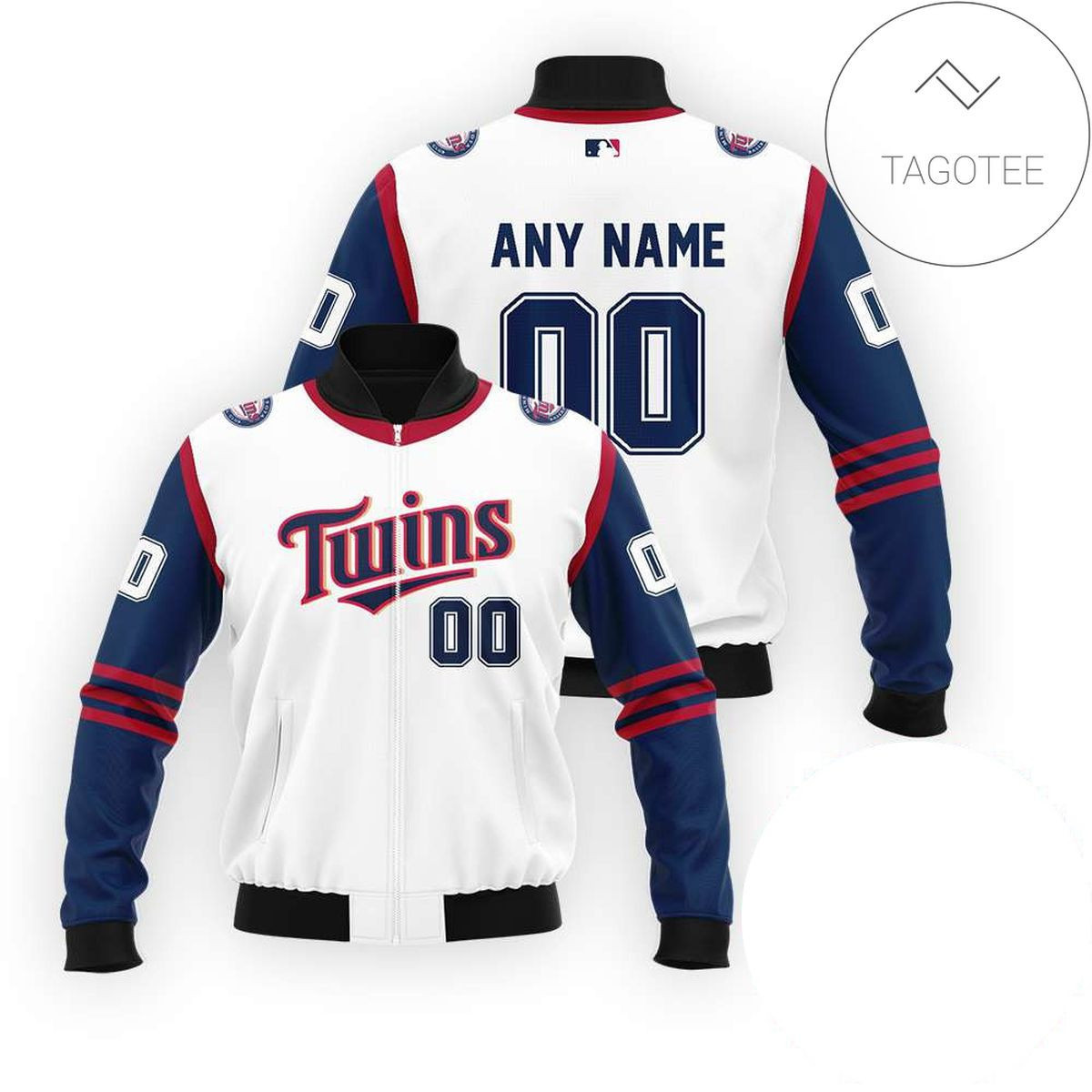 Minnesota Twins Custom Name Number White Bomber Jacket
