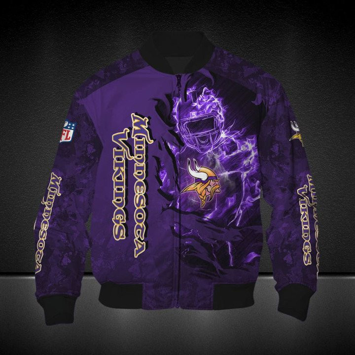 Minnesota Vikings Purple Scoccer Scratch Bomber Jacket