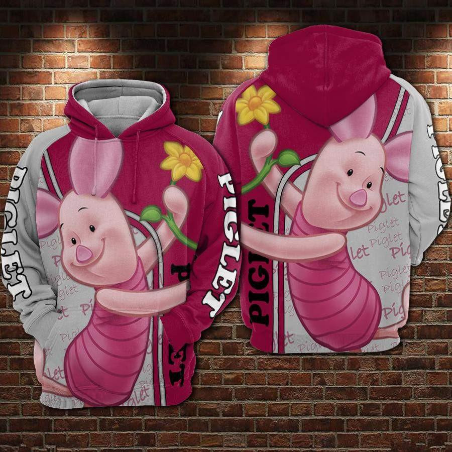 Winnie The Pooh, Cute Piglet Aop Hoodie, Zip Hoodie