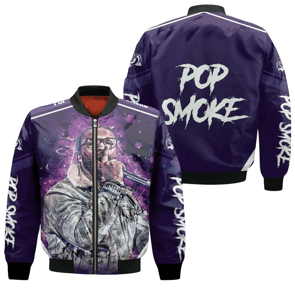 Pop Smoke Violet Neon Lights American Rapper Bomber Jacket