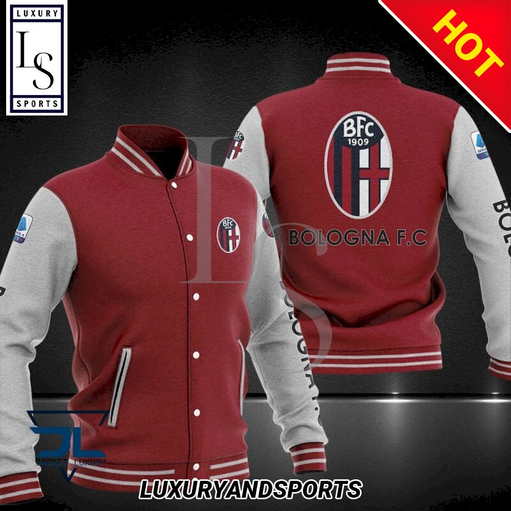 Bologna FC Maroon White Baseball Jacket