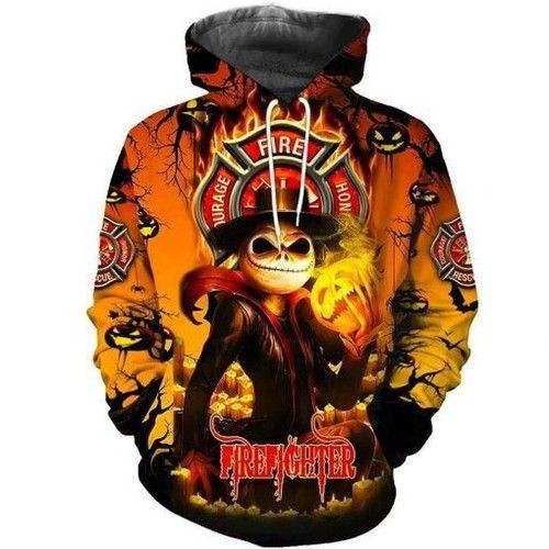 Firefighter Jack Skellington 3D All Over Print Hoodie & Zip Hoodie
