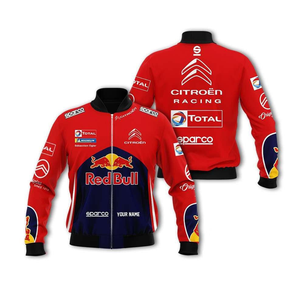 Personalized Citroen World Rally Team Racing Red Bull Bomber Jacket 865