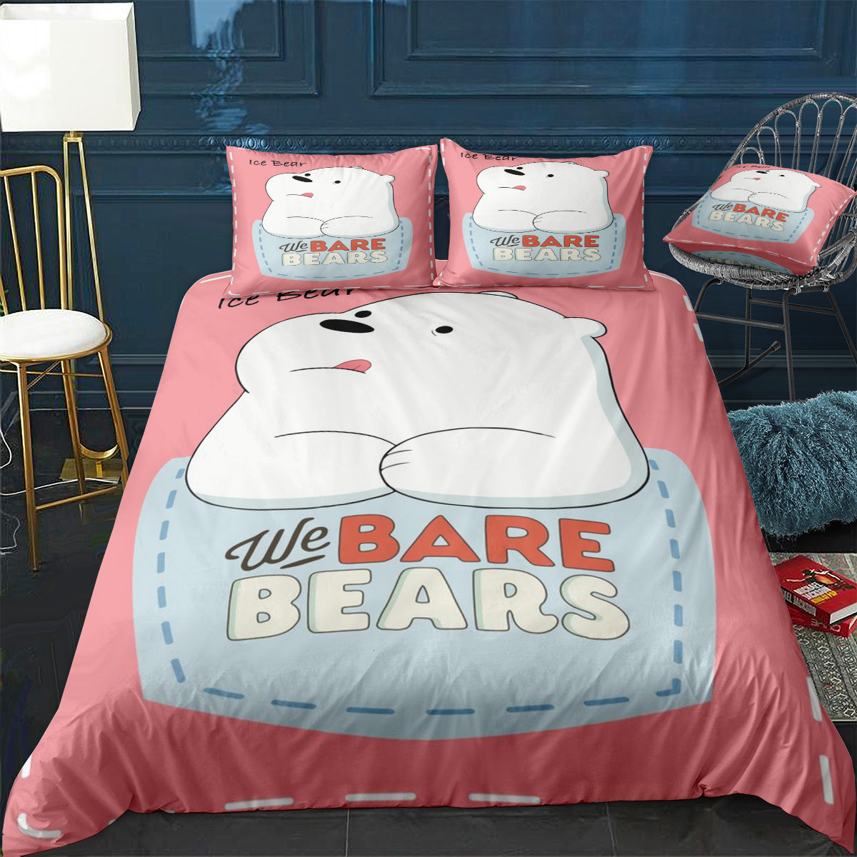 We Bare Bear Bedding Set We Bare Bear Ice Bear Duvet Covers Pink