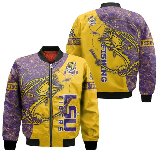 LSU Tigers Fan Fishing Lover Bomber Jacket