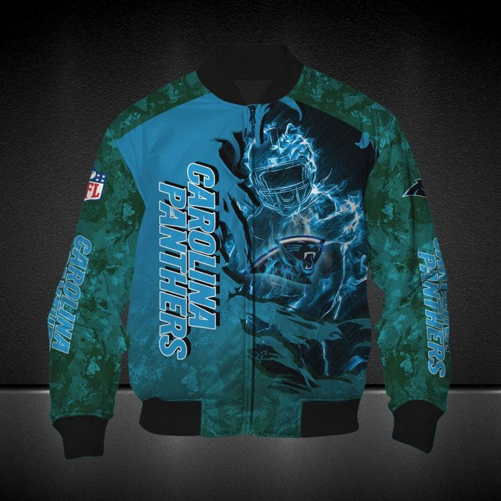 Carolina Panthers Blue Camo Bomber Jacket
