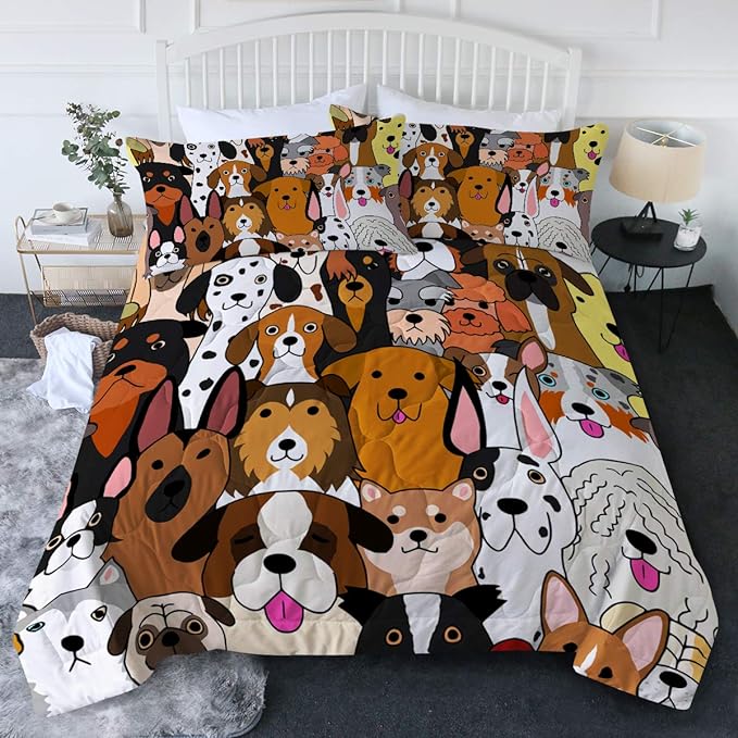 Dog Bedding Set All Types Of Dog Doodle Pattern Duvet Covers
