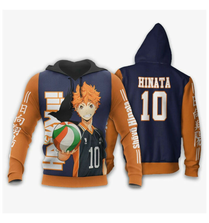 Haikyuu Hoodie Karasuno Shoyo Hinata Number 10 Orange 3d Hoodie Zip Hoodie