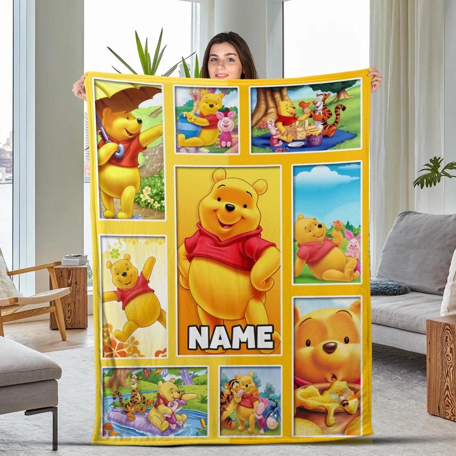 Personalized Winnie The Pooh And Friends Fleece Sherpa Blanket