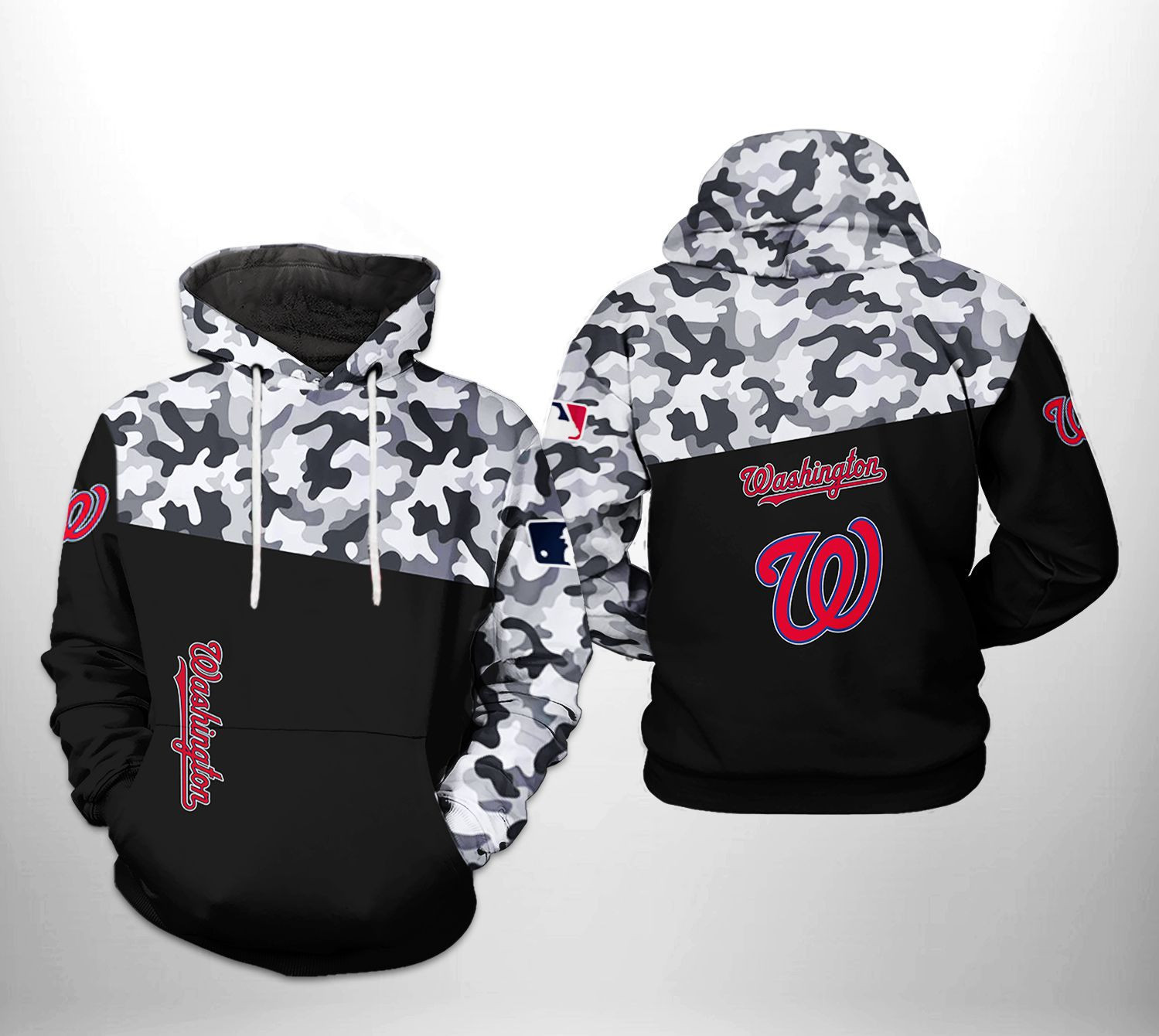 Washington Nationals MLB Camo Veteran 3D All Over Print Hoodie & Zip Hoodie