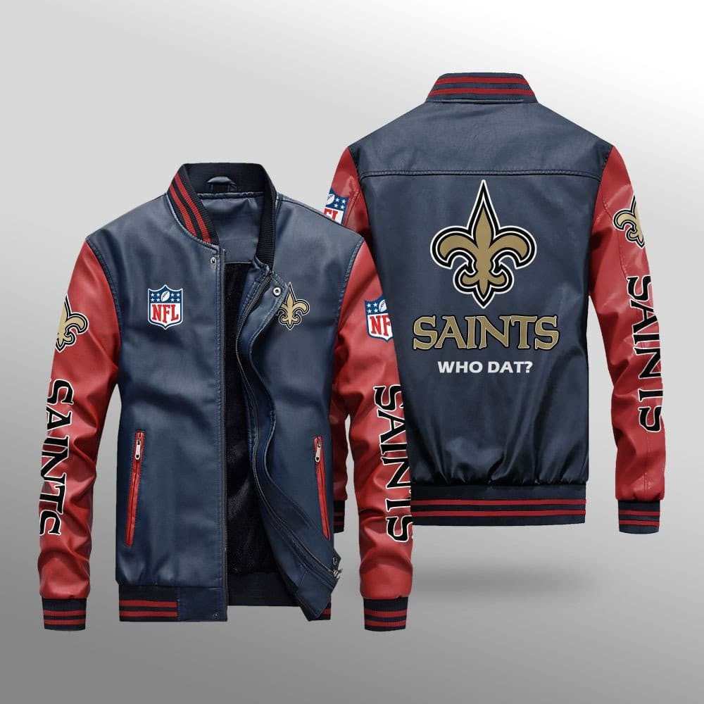 New Orleans Saints Leather Bomber Jacket BG07
