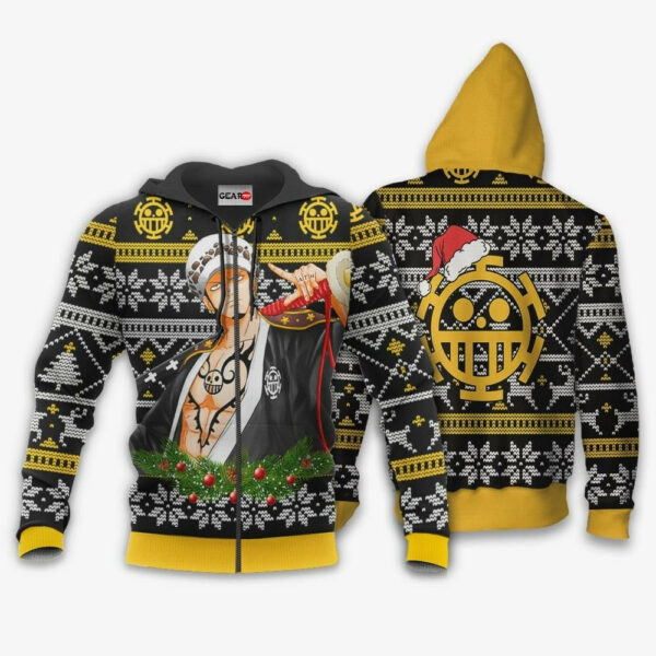 Trafalgar Law Ugly Christmas Sweater One Piece Anime 1k504 Cartoon Graphic Outfits Aop 3d Hoodie, Zip Hoodie 2399